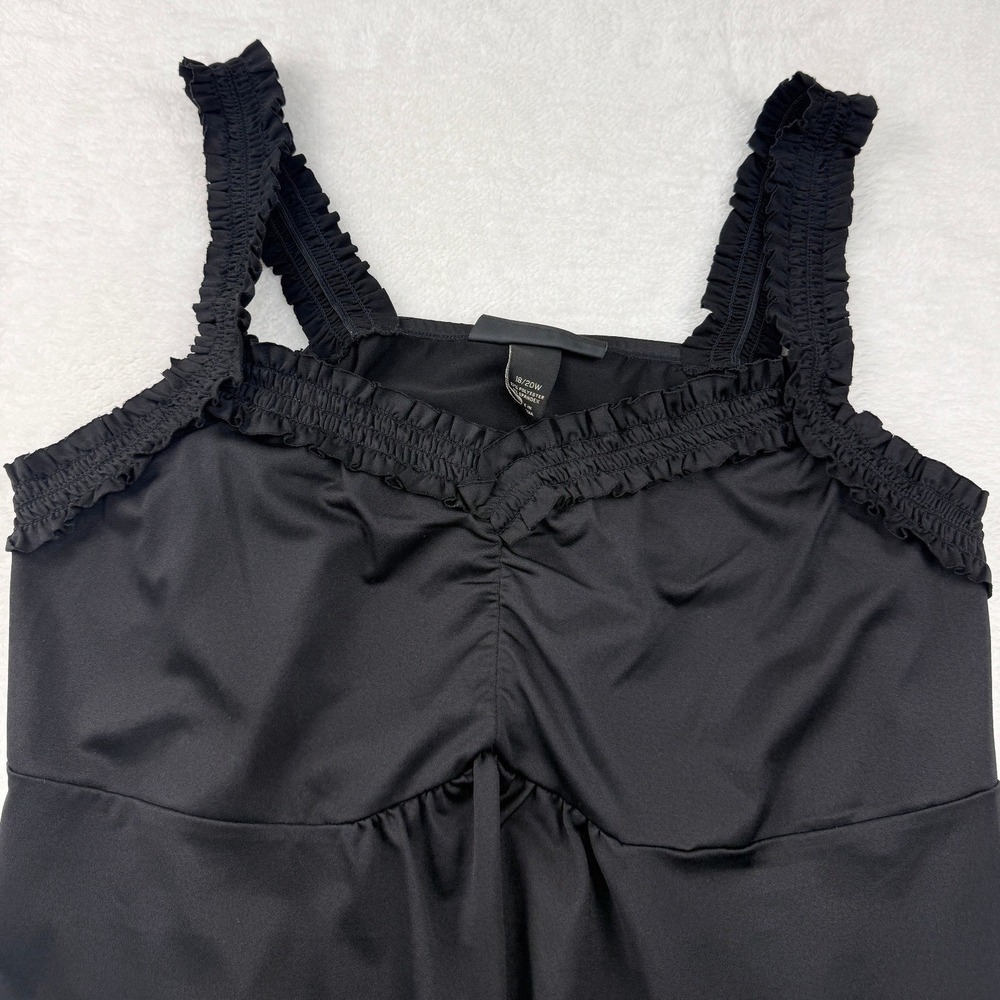 Venezia Ruffle Cami Tank Womens 18/20W Black Stretchy Coquette Romantic Layering